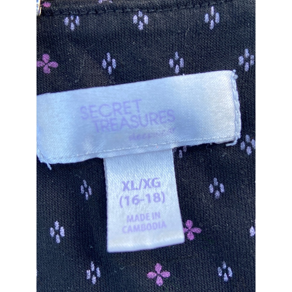 Secret Treasures Womens XL 16-18 Pajama Set Black Purple Diamond Print 2pc Sleep - Picture 2 of 3